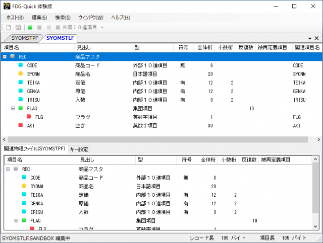 ファイル定義体(論理ファイル)